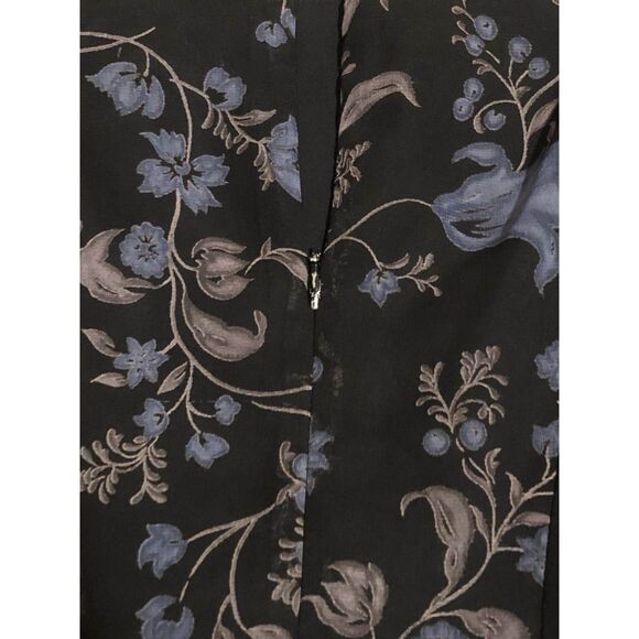 Ann Taylor LOFT Black and Blue Floral Dress Petite 4 Y2K - Picture 6 of 11
